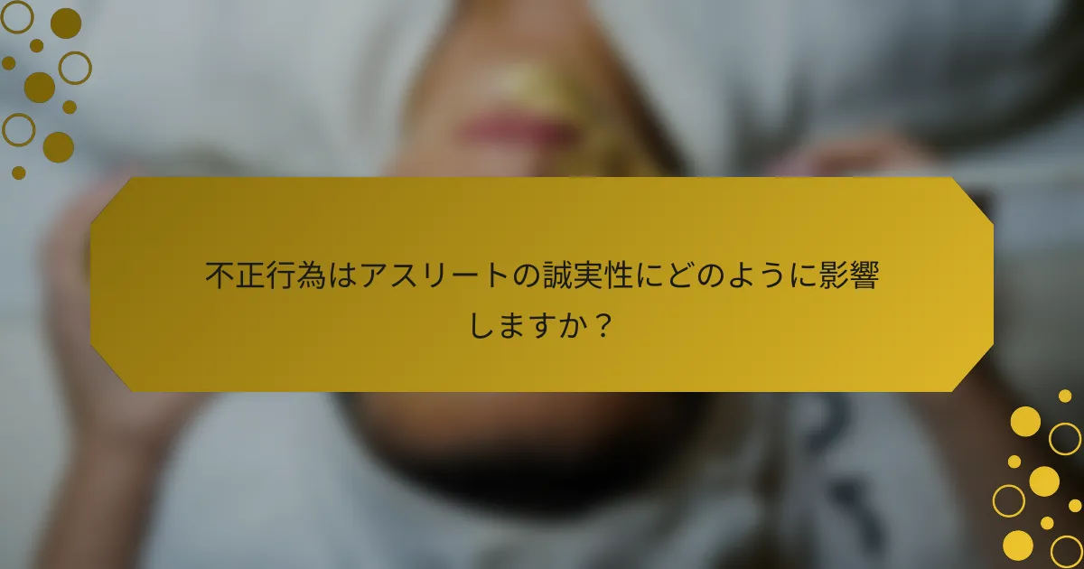 不正行為はアスリートの誠実性にどのように影響しますか？