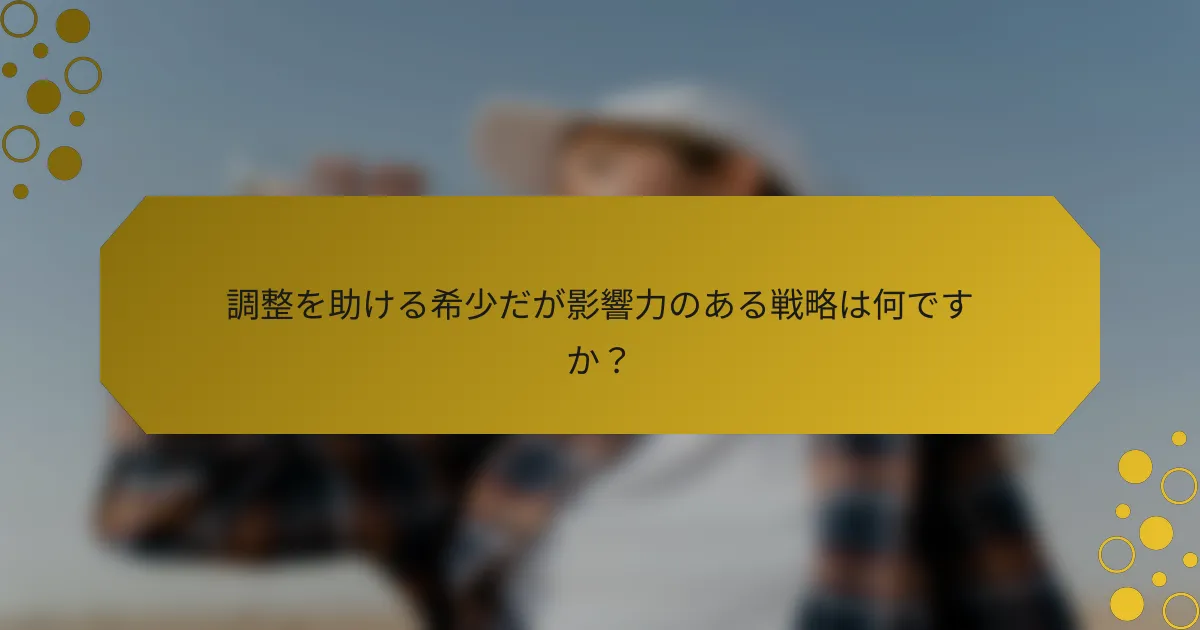 調整を助ける希少だが影響力のある戦略は何ですか？